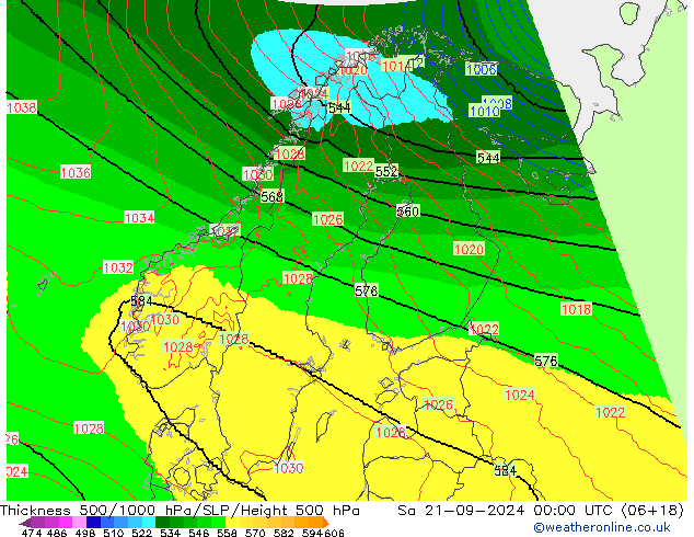 500-1000 hPa Kalınlığı UK-Global Cts 21.09.2024 00 UTC