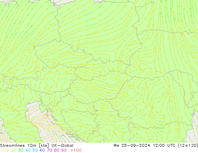 Rüzgar 10m UK-Global Çar 25.09.2024 12 UTC