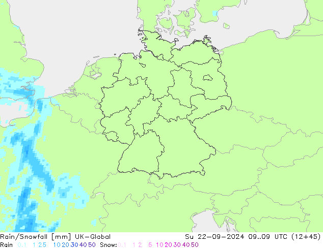 Rain/Snowfall UK-Global  22.09.2024 09 UTC