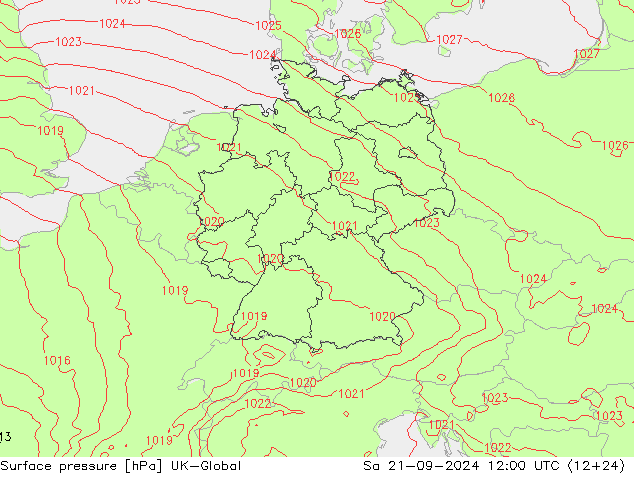 pressão do solo UK-Global Sáb 21.09.2024 12 UTC