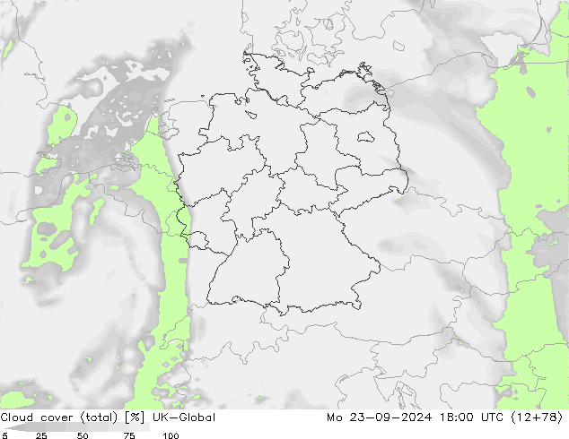 Wolken (gesamt) UK-Global Mo 23.09.2024 18 UTC