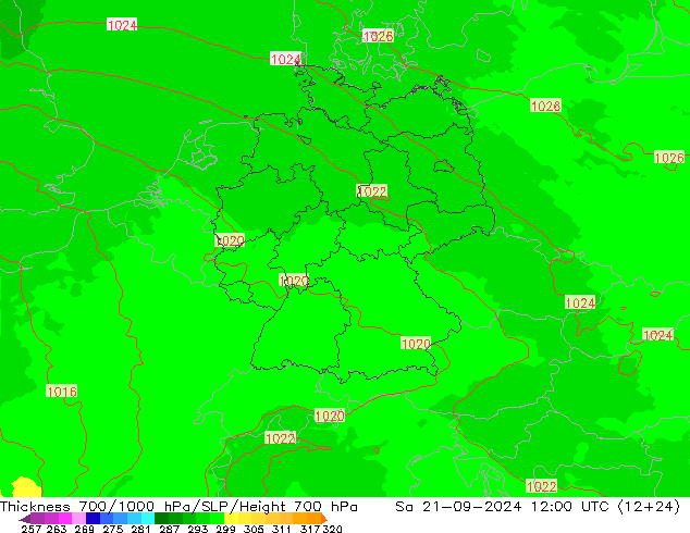 Thck 700-1000 hPa UK-Global sam 21.09.2024 12 UTC