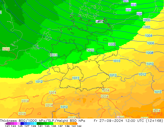 Thck 850-1000 hPa UK-Global Fr 27.09.2024 12 UTC