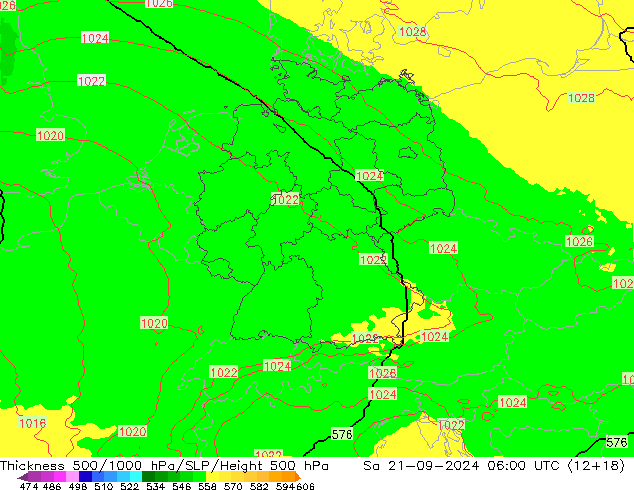 500-1000 hPa Kalınlığı UK-Global Cts 21.09.2024 06 UTC