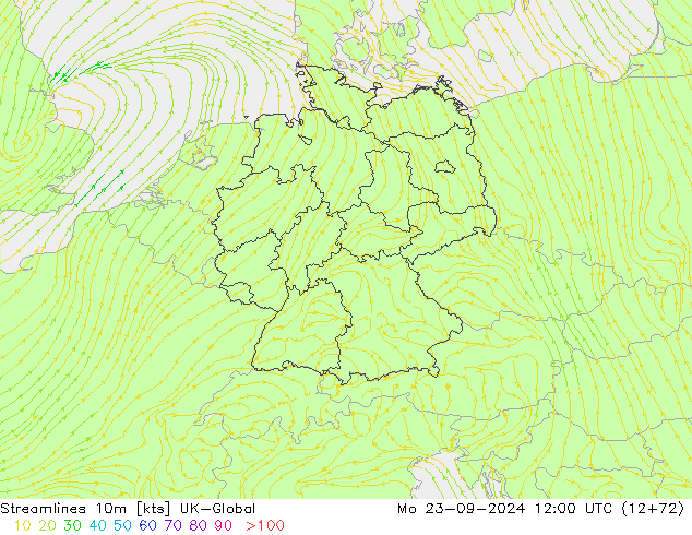 Streamlines 10m UK-Global Mo 23.09.2024 12 UTC