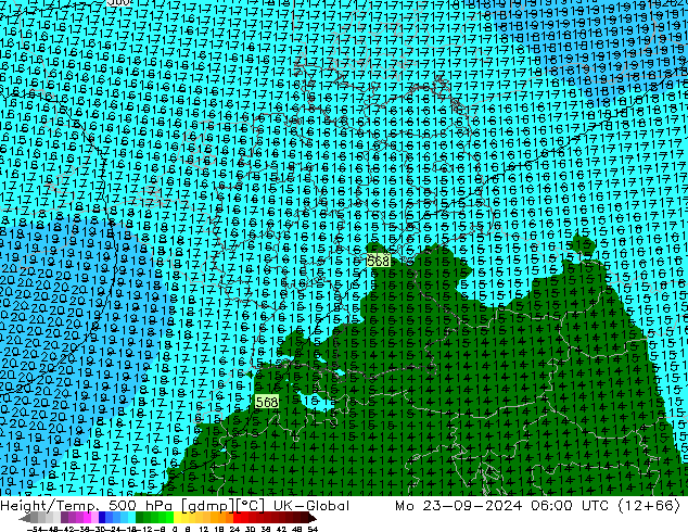 Géop./Temp. 500 hPa UK-Global lun 23.09.2024 06 UTC