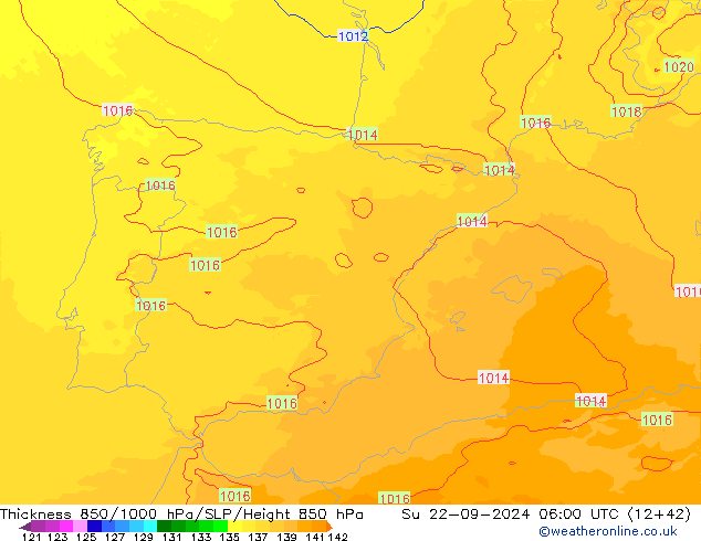 Thck 850-1000 hPa UK-Global Dom 22.09.2024 06 UTC