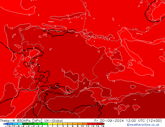 Theta-W 850hPa UK-Global Fr 20.09.2024 12 UTC