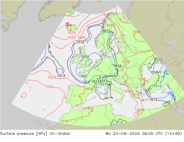 Luchtdruk (Grond) UK-Global ma 23.09.2024 09 UTC