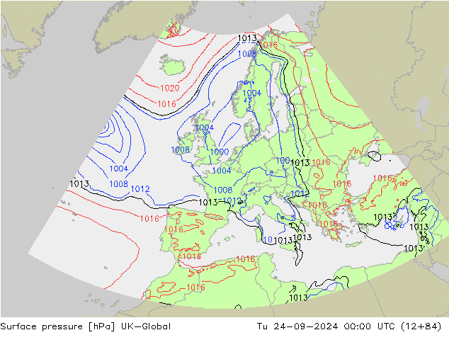 Surface pressure UK-Global Tu 24.09.2024 00 UTC