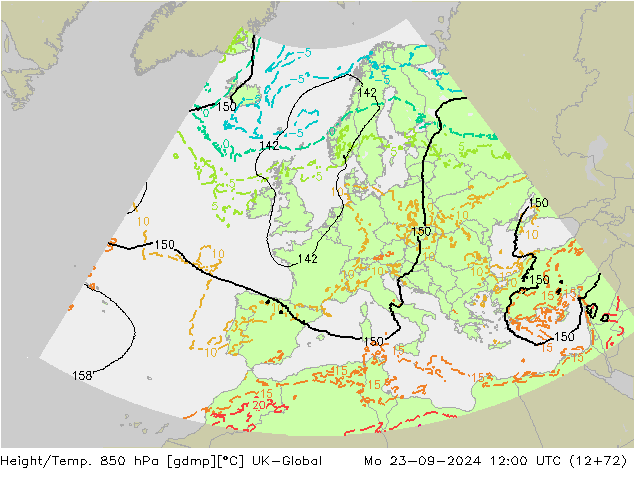 Height/Temp. 850 hPa UK-Global Mo 23.09.2024 12 UTC