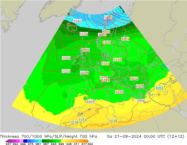 Thck 700-1000 hPa UK-Global Sa 21.09.2024 00 UTC