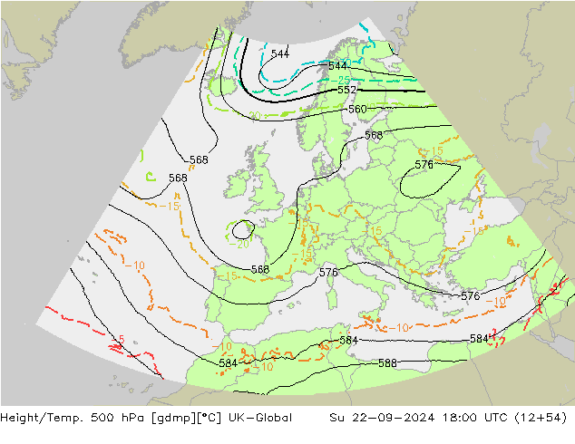 Height/Temp. 500 hPa UK-Global Su 22.09.2024 18 UTC