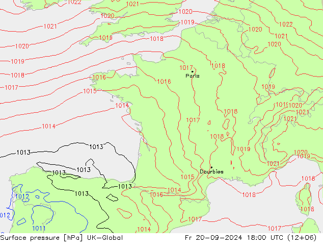 Atmosférický tlak UK-Global Pá 20.09.2024 18 UTC