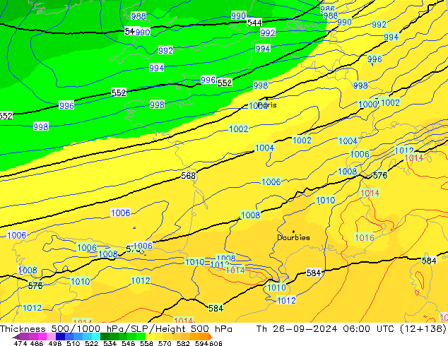 Thck 500-1000hPa UK-Global Th 26.09.2024 06 UTC