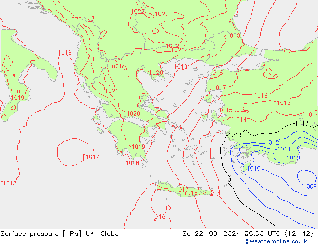 Luchtdruk (Grond) UK-Global zo 22.09.2024 06 UTC