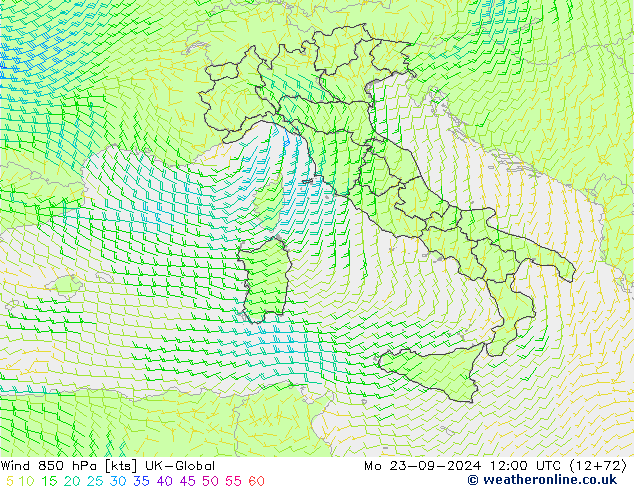 Vento 850 hPa UK-Global Seg 23.09.2024 12 UTC