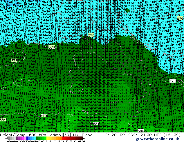 Height/Temp. 500 hPa UK-Global ven 20.09.2024 21 UTC