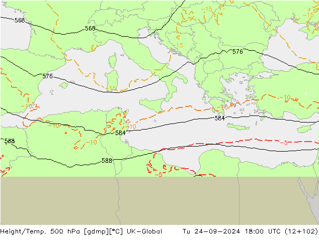Hoogte/Temp. 500 hPa UK-Global di 24.09.2024 18 UTC