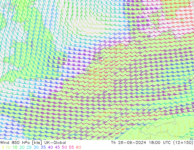 Wind 850 hPa UK-Global Do 26.09.2024 18 UTC