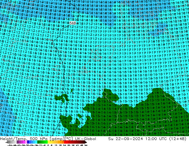 Hoogte/Temp. 500 hPa UK-Global zo 22.09.2024 12 UTC