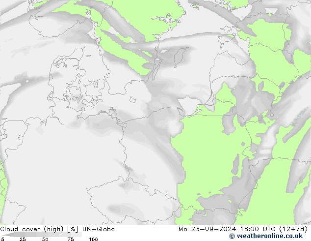 zachmurzenie (wysokie) UK-Global pon. 23.09.2024 18 UTC