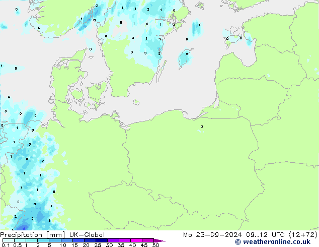 Precipitazione UK-Global lun 23.09.2024 12 UTC