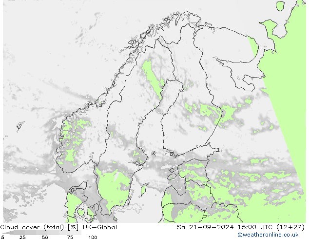 Cloud cover (total) UK-Global Sa 21.09.2024 15 UTC