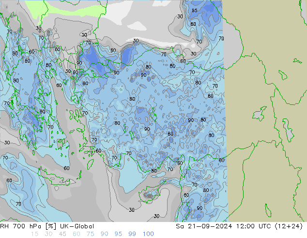 RH 700 hPa UK-Global Sa 21.09.2024 12 UTC