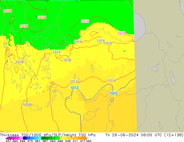Dikte700-1000 hPa UK-Global do 26.09.2024 06 UTC