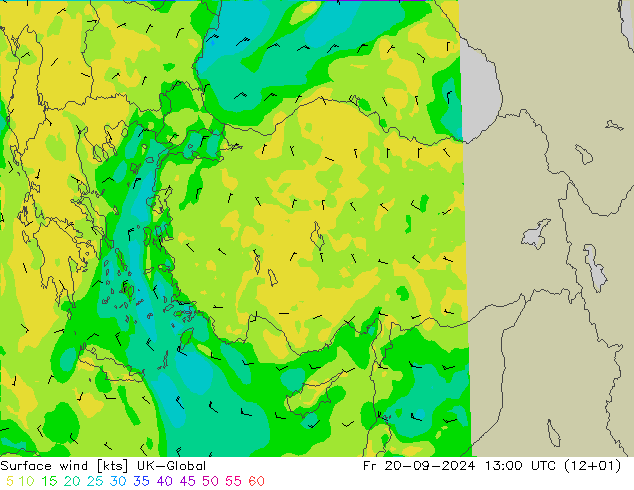 Wind 10 m UK-Global vr 20.09.2024 13 UTC