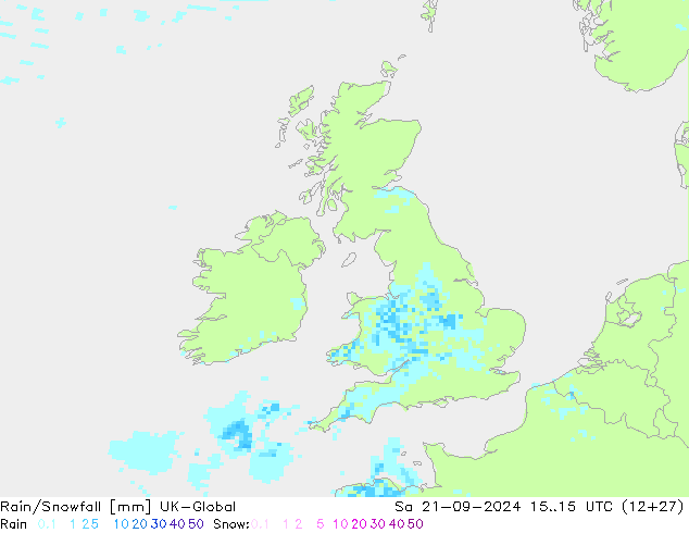 Rain/Snowfall UK-Global Cts 21.09.2024 15 UTC