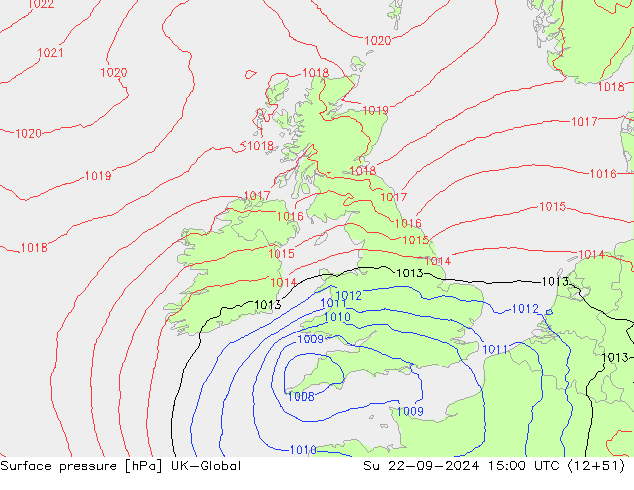 Luchtdruk (Grond) UK-Global zo 22.09.2024 15 UTC