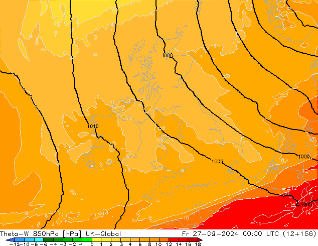 Theta-W 850hPa UK-Global ven 27.09.2024 00 UTC