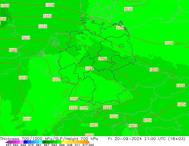 Dikte700-1000 hPa UK-Global vr 20.09.2024 21 UTC