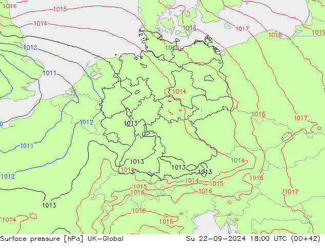 Surface pressure UK-Global Su 22.09.2024 18 UTC