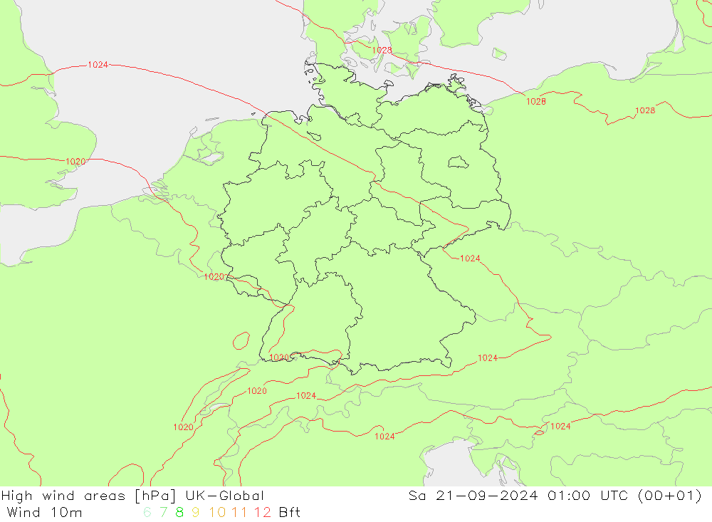 High wind areas UK-Global 星期六 21.09.2024 01 UTC