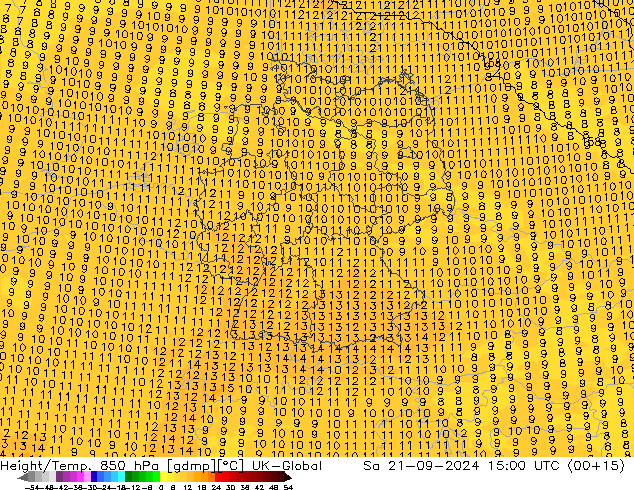 Height/Temp. 850 hPa UK-Global Sa 21.09.2024 15 UTC