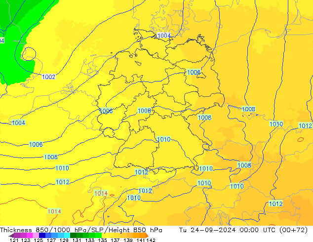 Thck 850-1000 hPa UK-Global Tu 24.09.2024 00 UTC
