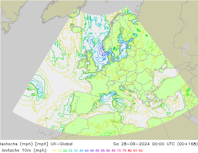 Isotaca (mph) UK-Global sáb 28.09.2024 00 UTC