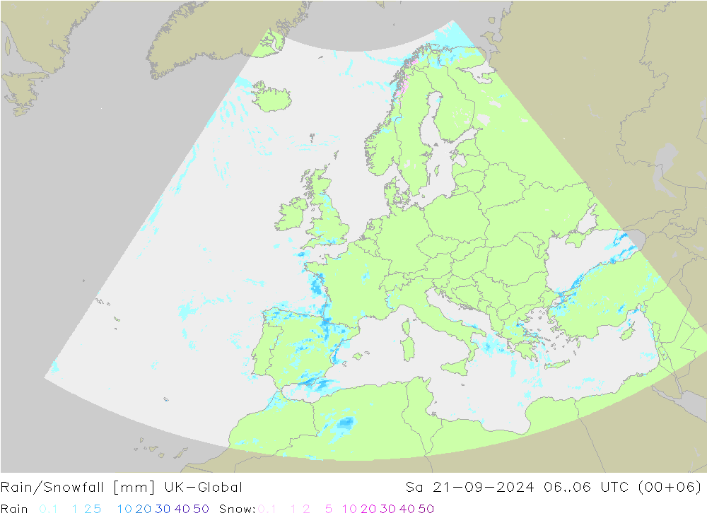 Lluvia/nieve UK-Global sáb 21.09.2024 06 UTC