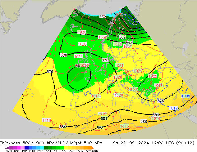 Thck 500-1000hPa UK-Global 星期六 21.09.2024 12 UTC