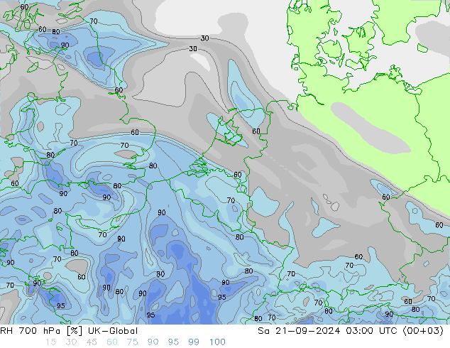 RH 700 hPa UK-Global Sa 21.09.2024 03 UTC