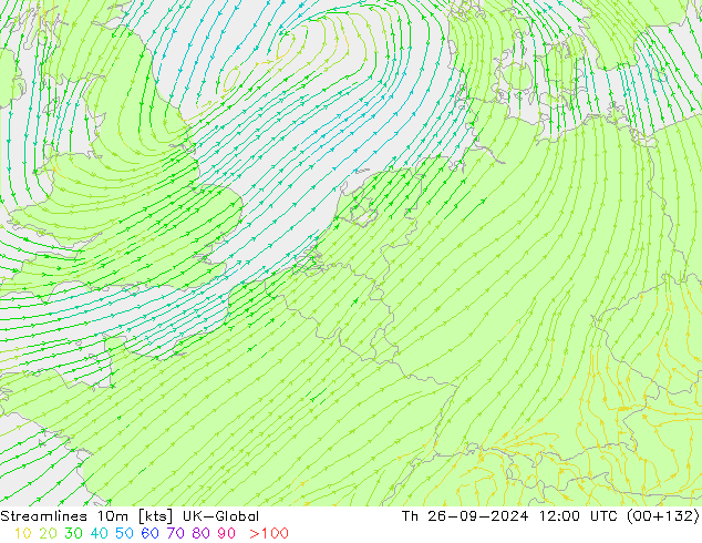 Stromlinien 10m UK-Global Do 26.09.2024 12 UTC