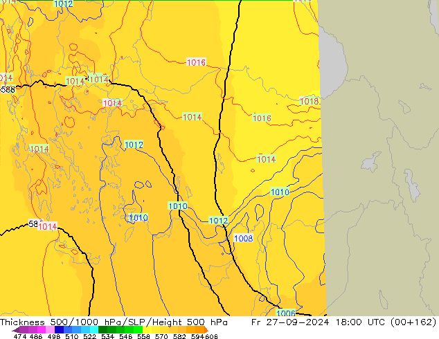 Thck 500-1000hPa UK-Global Fr 27.09.2024 18 UTC