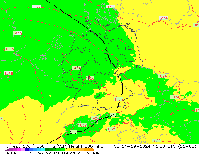 Thck 500-1000hPa UK-Global 星期六 21.09.2024 12 UTC