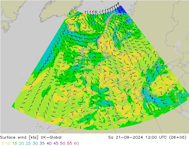 风 10 米 UK-Global 星期六 21.09.2024 12 UTC