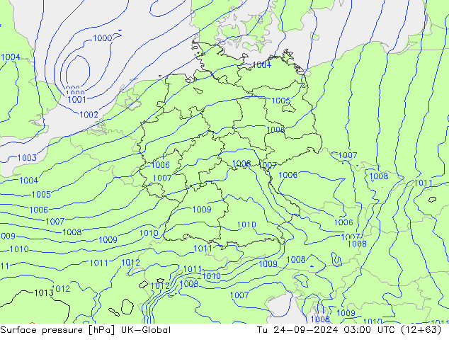 Surface pressure UK-Global Tu 24.09.2024 03 UTC