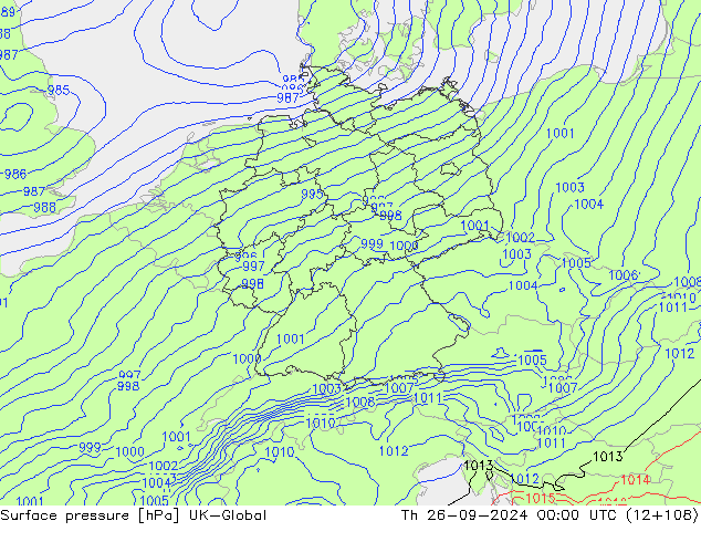 Surface pressure UK-Global Th 26.09.2024 00 UTC