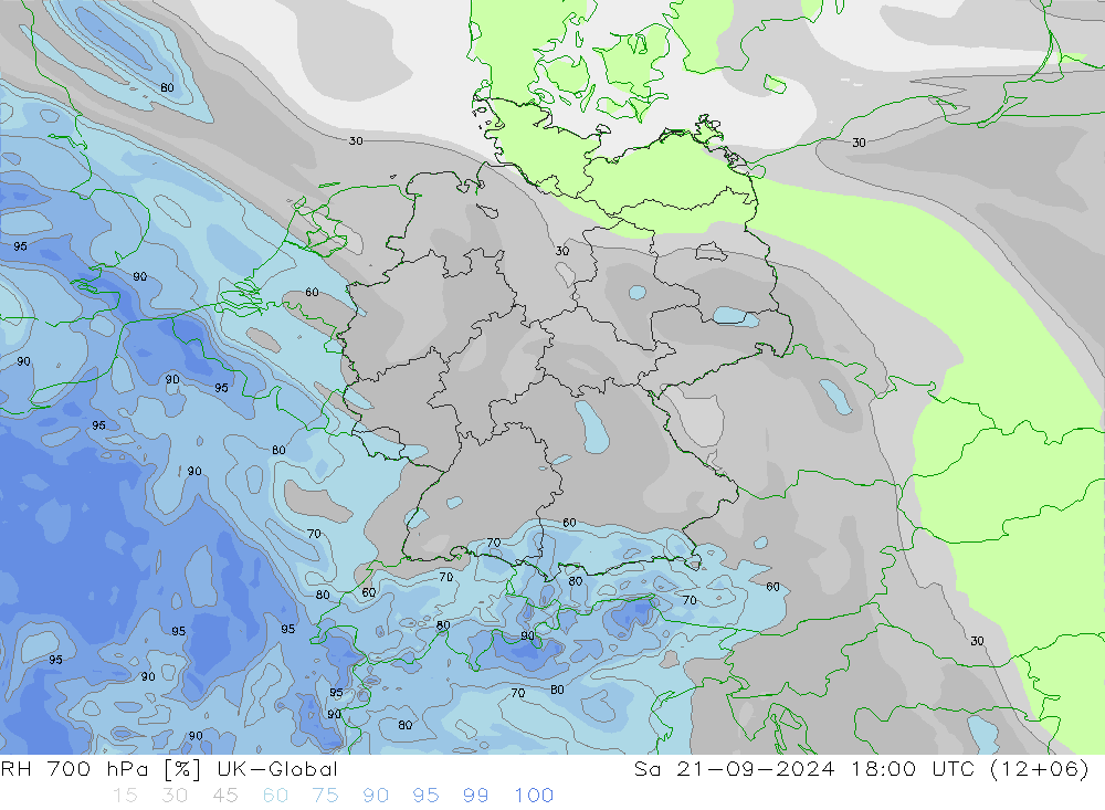 RH 700 hPa UK-Global Sa 21.09.2024 18 UTC